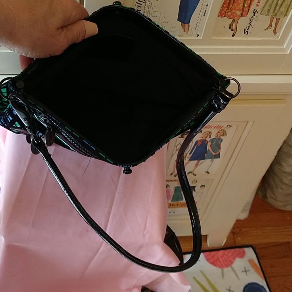 Kipling Blue/Black/Green Checked Bag - image 5